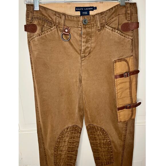 Ralph Lauren Button-fly Equestrian Pants with Leather Accents Size 2 - Picture 6 of 8